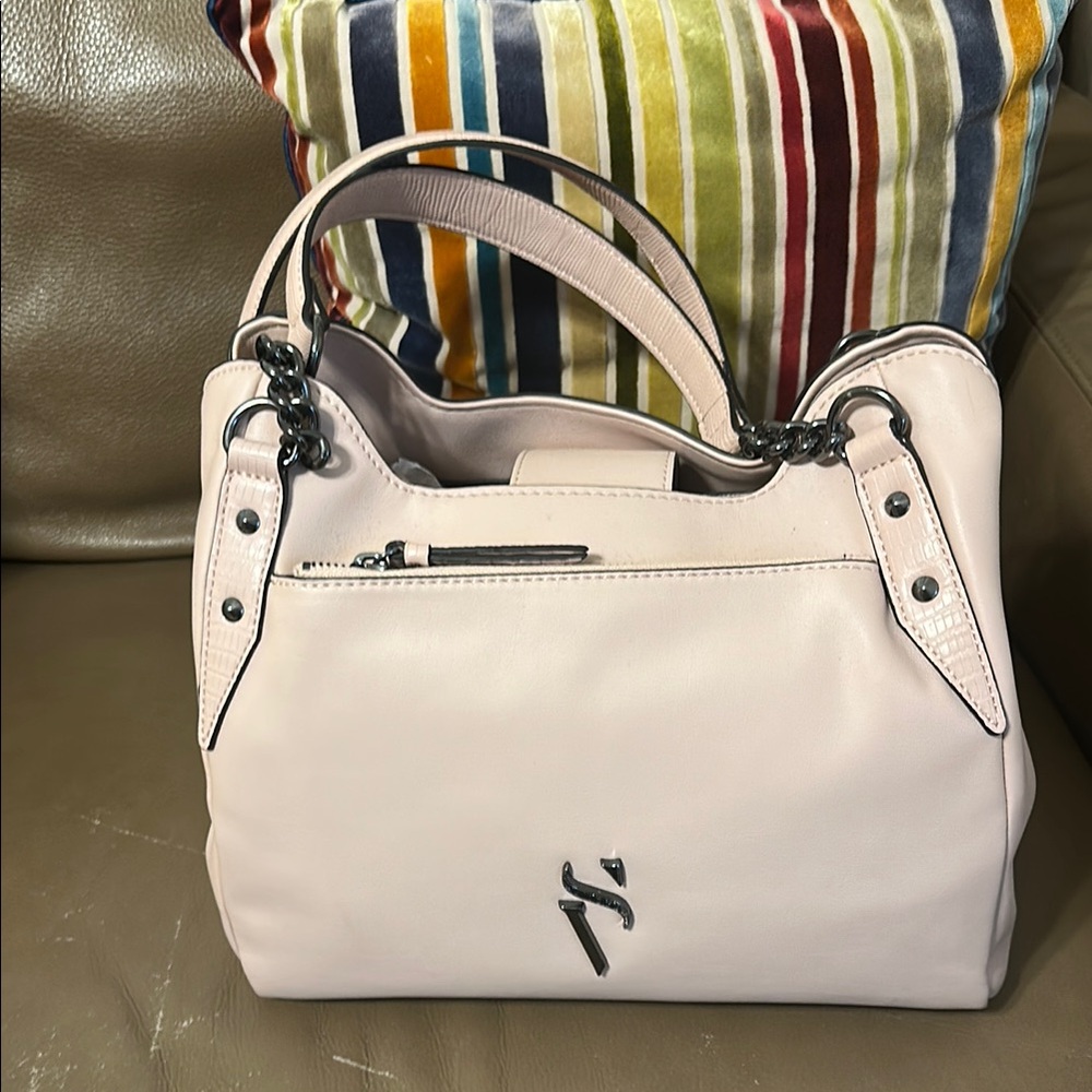 Sophisticated Pink Satchel with Silver Accents